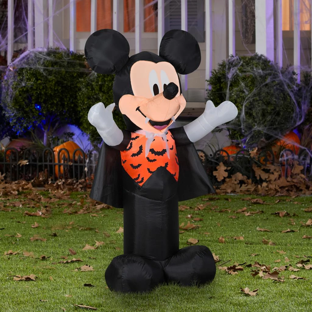 Gemmy Airblown Inflatable Mickey Mouse Vampire in Orange Bat Vest, Self-Inflates, G-220311 4 Gemmy Airblown Inflatable Mickey Mouse Vampire in Orange Bat Vest, Self-Inflates, G-220311 - Image 2
