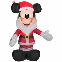 Gemmy Airblown Mickey with Santa Beard Christmas Inflatable -Cts Halloween Decoration Shop 1483342 A2