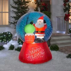 Gemmy Airblown Inflatable Snow Globe Santa on Rooftop Scene -Cts Halloween Decoration Shop 1572765 A1
