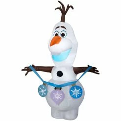 Gemmy Airblown Inflatable Frozen 2 Olaf Holding String of Ornaments, From Disney