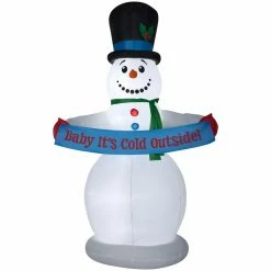 Gemmy Animated Airblown Inflatable Snowman with Banner