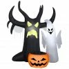 Gemmy Airblown Inflatable Ghost and Tree with Jack-O'-Lantern Candy Bowl Scene -Cts Halloween Decoration Shop 1904168