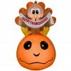 Gemmy Airblown Inflatable Harvest Turkey and Pumpkin with Banner Scene -Cts Halloween Decoration Shop 1904182