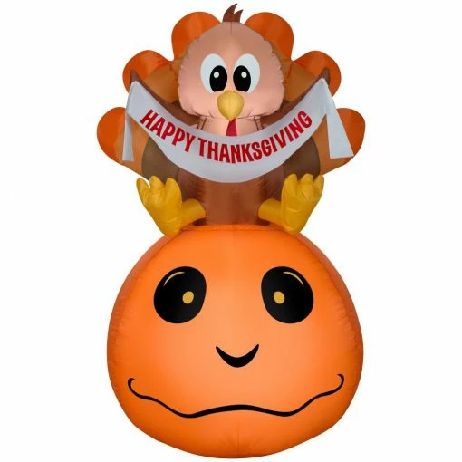 Gemmy Airblown Inflatable Harvest Turkey and Pumpkin with Banner Scene 1 Gemmy Airblown Inflatable Harvest Turkey and Pumpkin with Banner Scene -Cts Halloween Decoration Shop 1904182