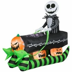 New! Gemmy Airblown Inflatable Jack Skellington on Coffin Sleigh