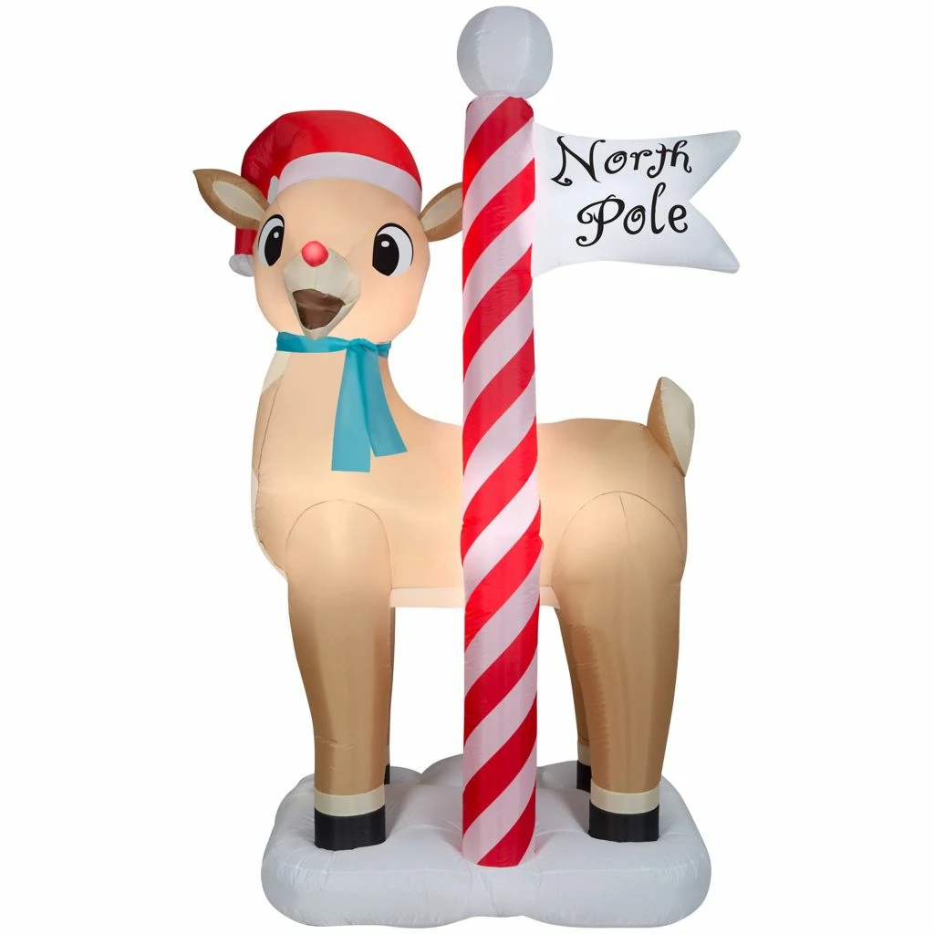 New! Gemmy Airblown Inflatable Rudolph the Red-Nosed Reindeer with North Pole Sign, G-110001 3 New! Gemmy Airblown Inflatable Rudolph the Red-Nosed Reindeer with North Pole Sign, G-110001