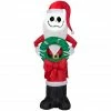 New! Gemmy Airblown Inflatable Jack Skellington in Santa Suit with Wreath, G-118986 -Cts Halloween Decoration Shop 1935145