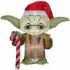 New! Gemmy Airblown Inflatable Yoda with Candy Cane, G-119287 -Cts Halloween Decoration Shop 1935151