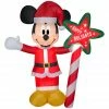 New! Gemmy Airblown Inflatable Mickey Mouse with "Happy Holidays" Sign, G-119348